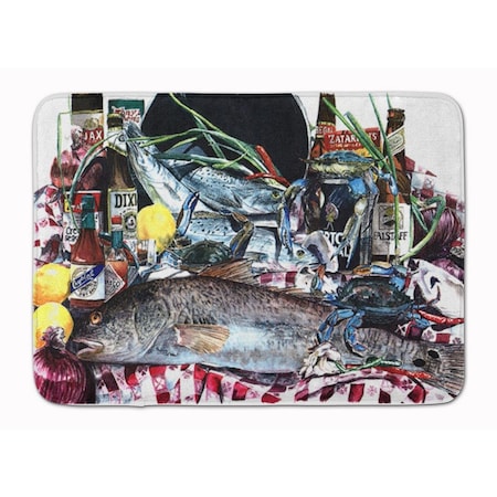 Carolines Treasures Fish and Beers from New Orleans Machine Washable Memory Foam Mat 1001RUG